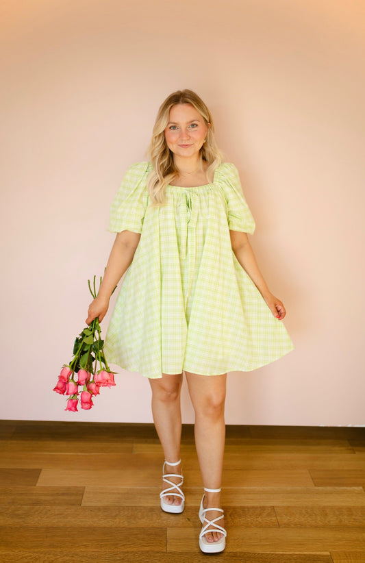 Kelly Mini Dress - Apple Green